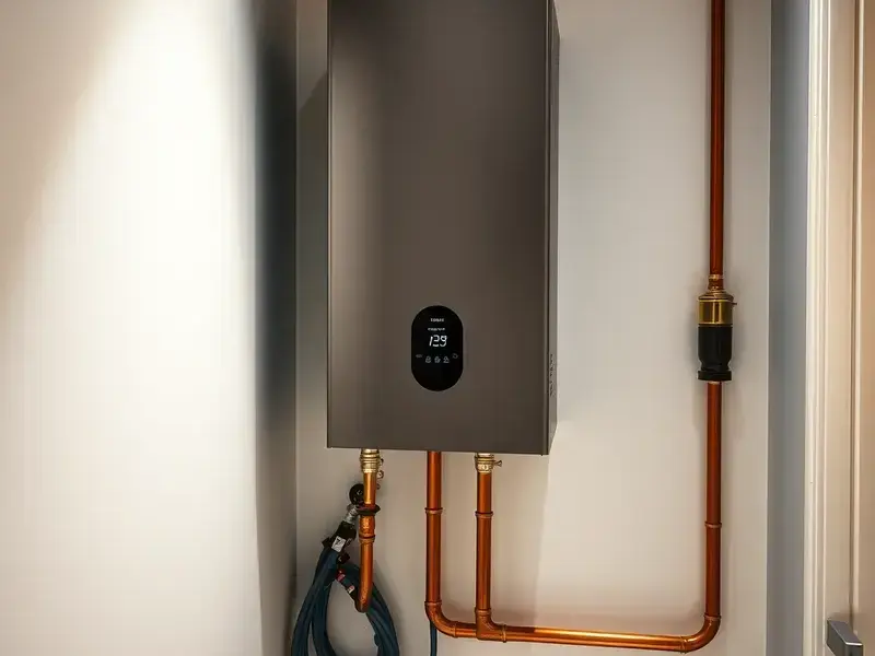 Modern tankless water heater installation